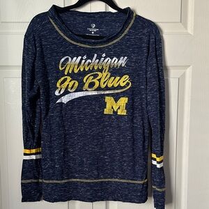 Colosseum Navy and Yellow Michigan Long Sleeve Tee